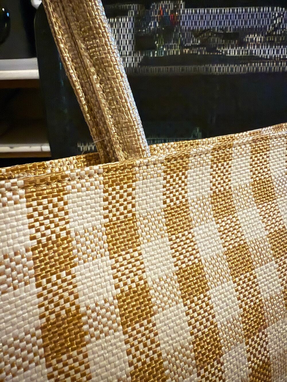 NWT L*SPACE Jasper Tote Checkered gold white Bag NEW
